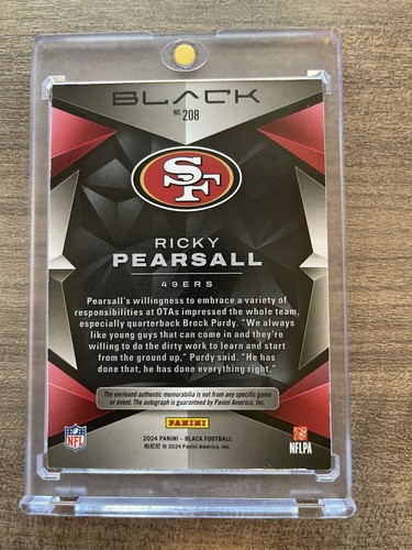 2024 Panini Black - Rookie Patch Autograph Ricky Pearsall #208 Ruby /15 (AU,RC) - Picture 2 of 2