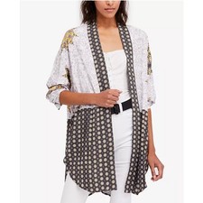 Free People Forget Me Not tie front kimono duster size small EUC