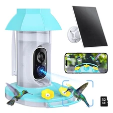 Hummingbird Feeder with Camera,1080P Solar Bird Feeders Camera for Outdoors H...
