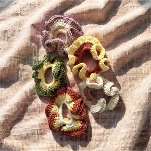 Handmade Crochet Yellow Multicolor XL Hair Tie Scrunchie for All Hair Types