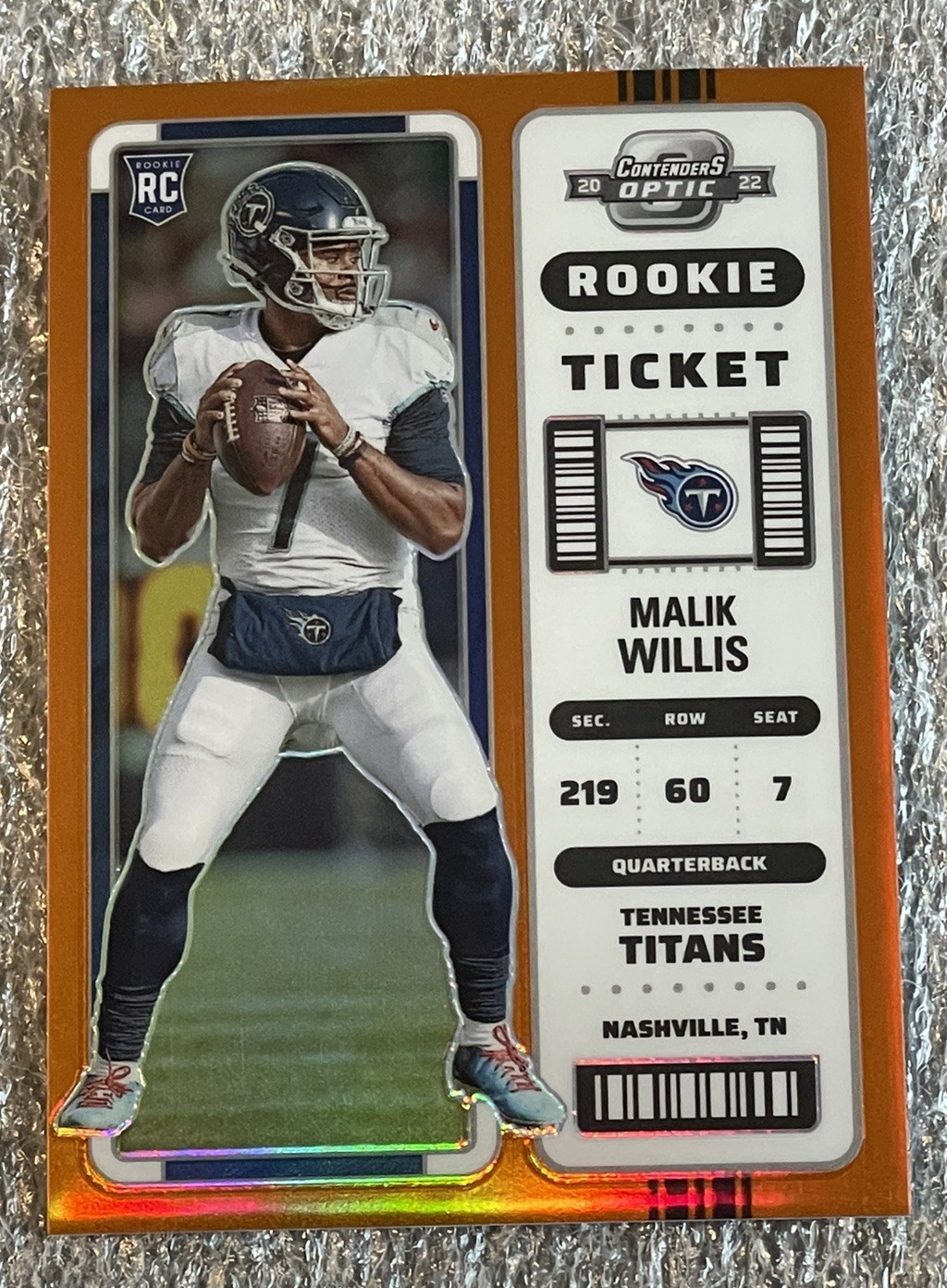 2022 Panini Contenders Optic Malik Willis Orange /50 RC #86
