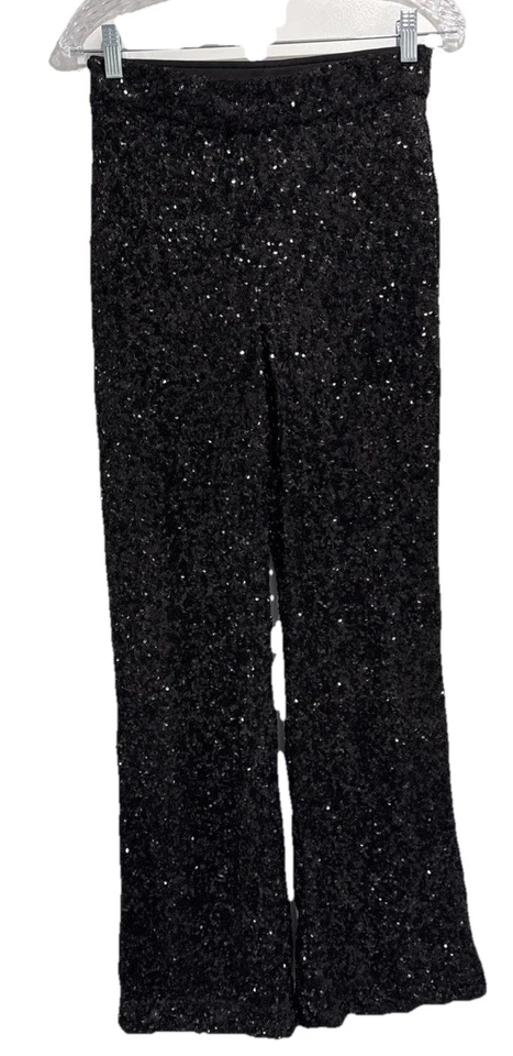 Pantalón Pantalón Small Express Negro Lentejuelas Tiro Alto Forrado Cintura Elástica Lavable Foto 2 de 4