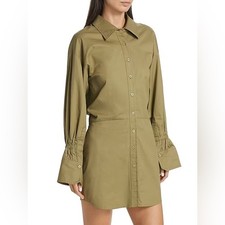 En Saison Hardin Olive Green Shirt Dress Small NWT Cotton Button Front Chic