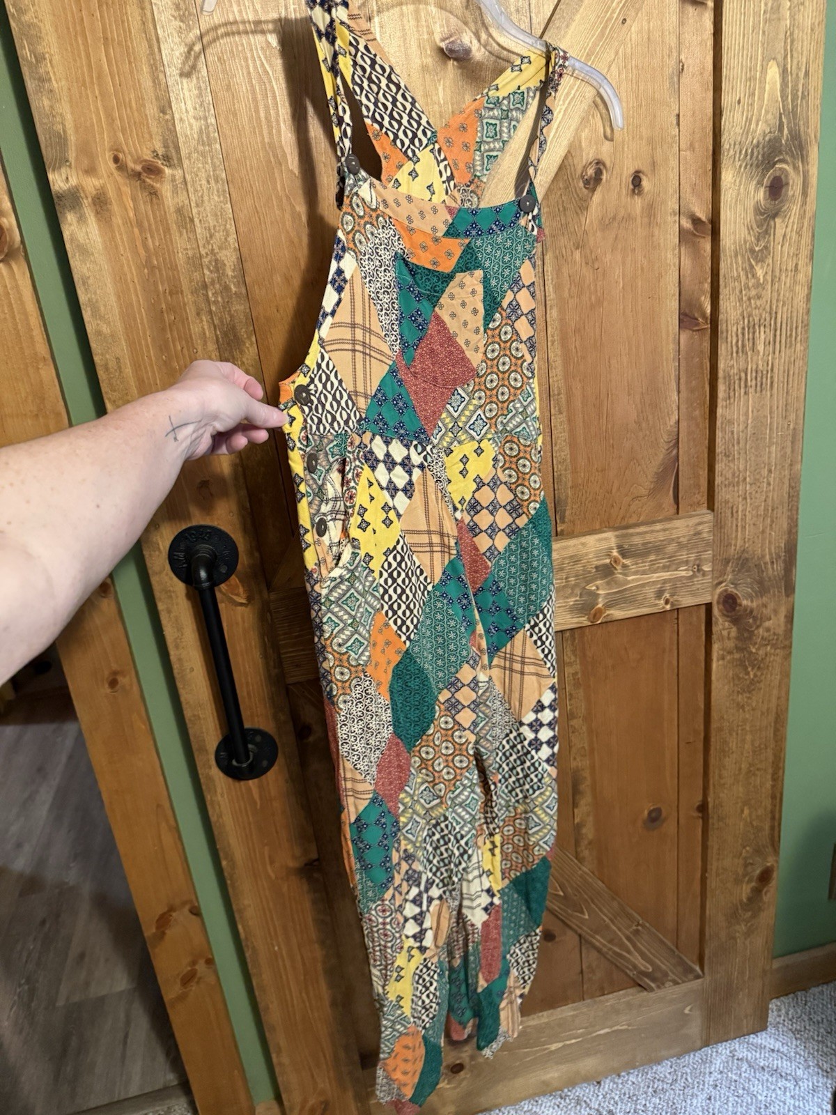 Sacred Threads Multicolor Patchwork overalls/romp… - image 1