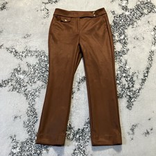 White House Black Market Pants Womens Size 4 Brown Faux Leather Straight