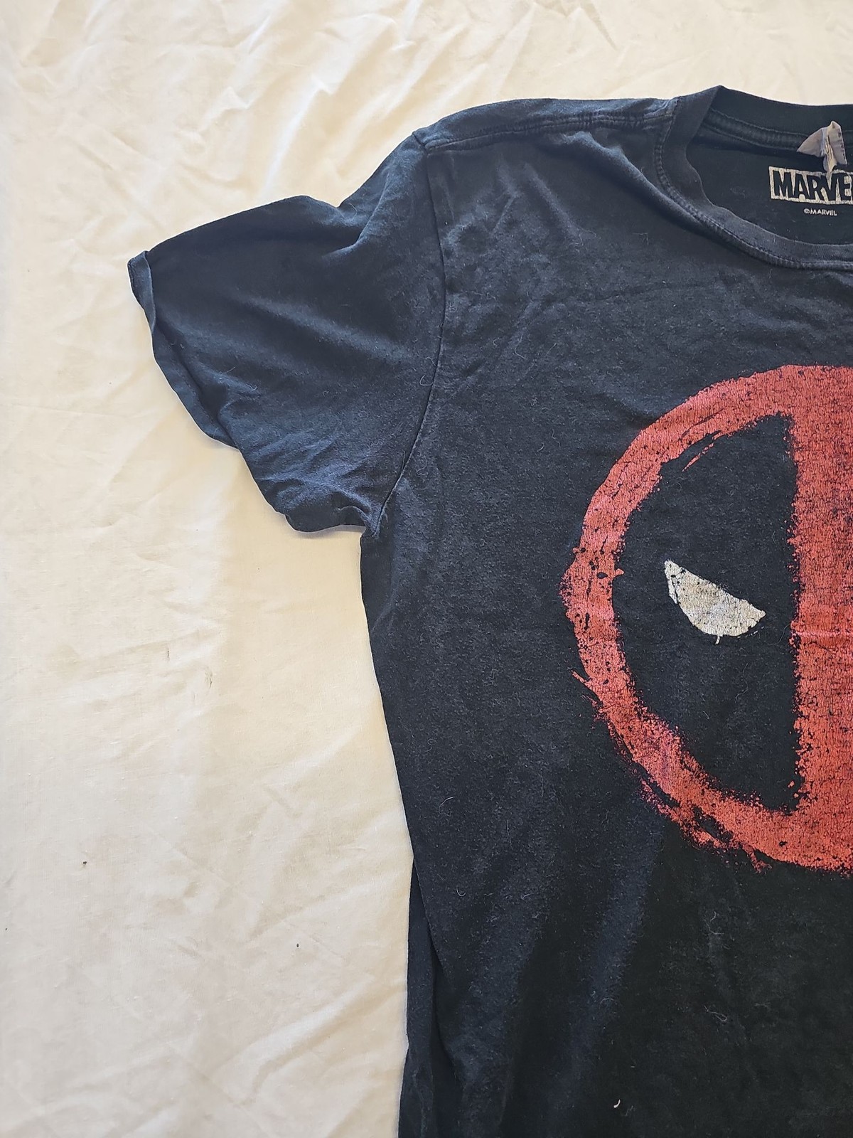 Marvel Deadpool Distressed Logo Graphic T-Shirt - Black XL  F538 image 3