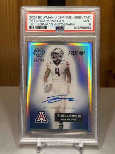 2024 Bowman Chrome University Tetairoa McMillan 1955 Football Auto #/99 PSA 9