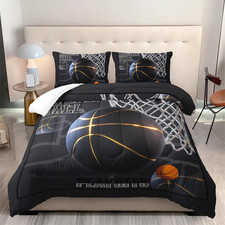Boys Basketball Comforter Set Queen Size,Sport Dunk Basketball Bedding Set for K