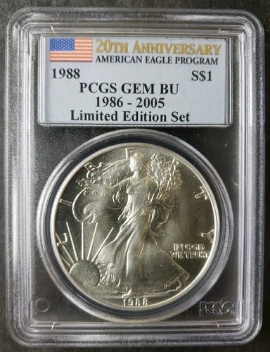1988 $1 American Silver Eagle Dollar PCGS Gem BU