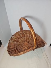 XL Vintage Basket Wicker Rattan Garden Gathering Flower Centerpiece Farmhouse