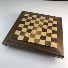 Small 8 Inch Chess Board With Border Handmade In The USA With Maple And Walnut