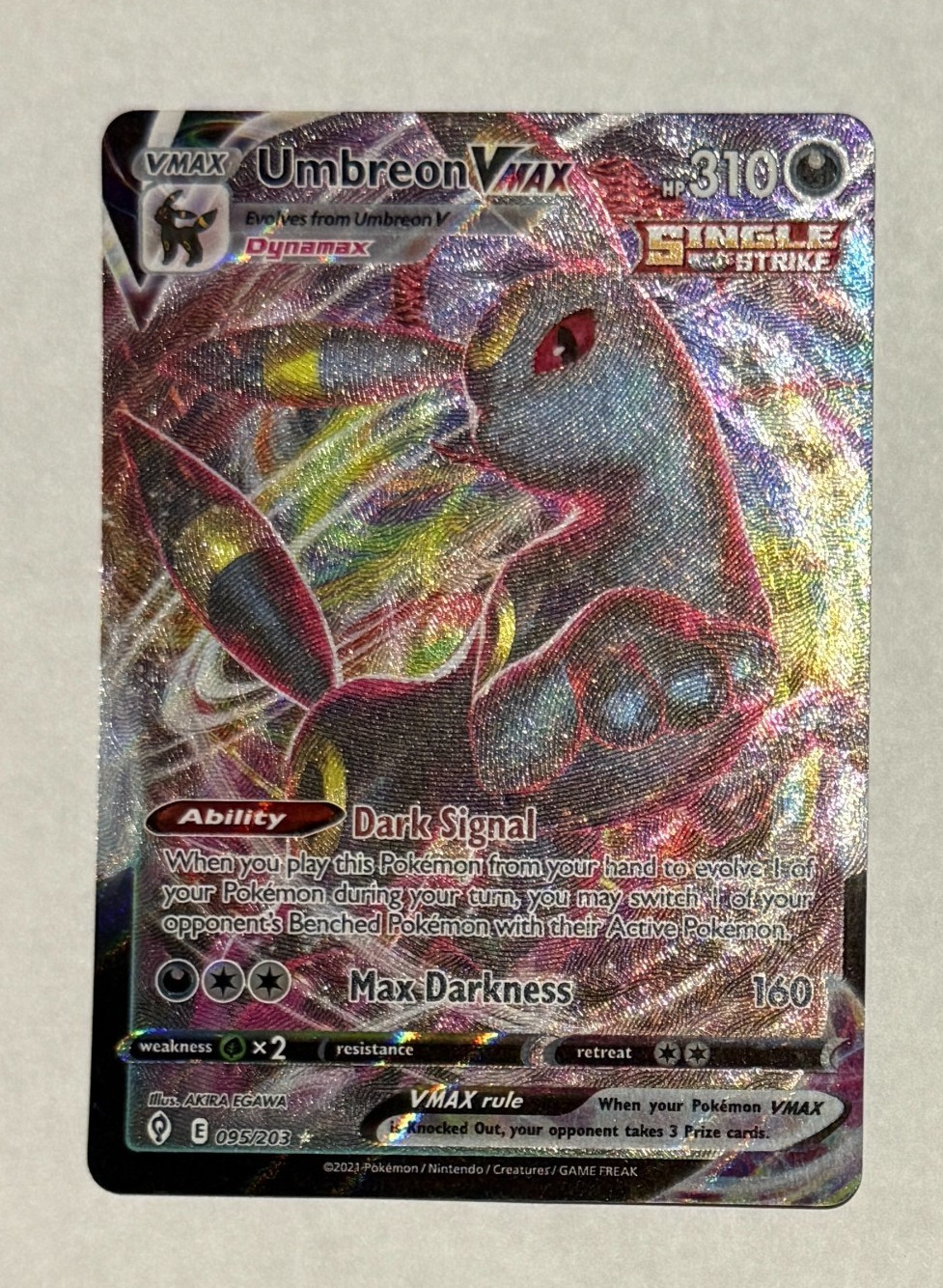 Pokemon Umbreon VMAX 095/203 Ultra Rare SWSH: Evolving Skies