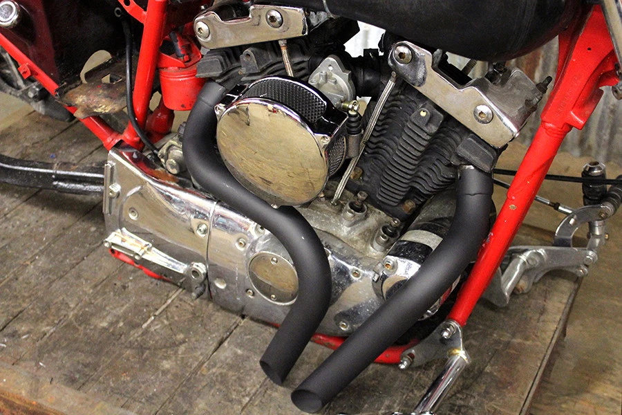 Juego de cabezales de escape Ironhead LAF negro para Harley Davidson Foto 4 de 4