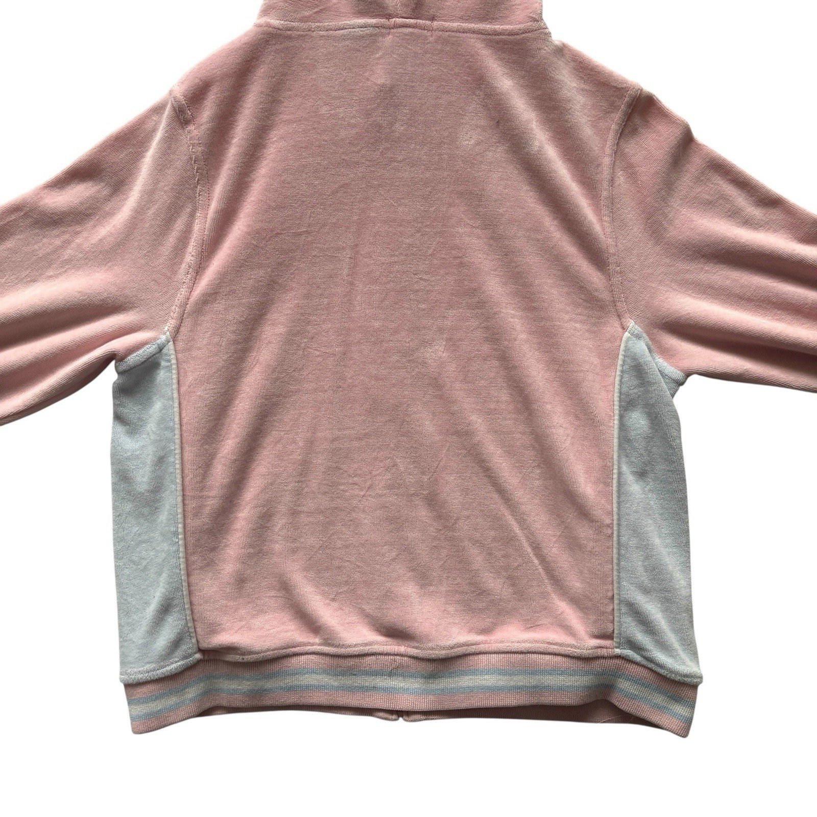 Vintage Velour Hooded Top Womens Tracksuit Pale Pink 90s Retro Boho Indie 10 image 3