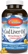 Carlson - Cod Liver Oil, 460 mg Omega-3s  Vitamins A  D3, Wild-Caught Norwegia
