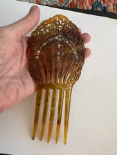 BIG VINTAGE ART DECO CELLULOID HAIR COMB WITH RHINESTONES