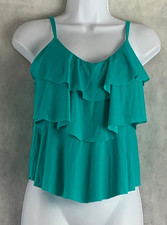 Kenneth Cole Reaction Women's Tiered Ruffle Tankini Swim Top, Teal, Small