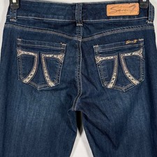 Seven7 Womens Legging Skinny Jeans Dark Wash Embroidered Pockets Blue Size 2