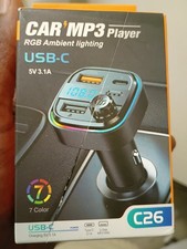Car MP3 Player RGB Ambient Lighting USB-C 5V 3.1A C26 7 Color Box Damage