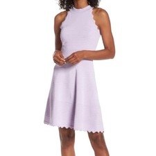 Eliza J scalloped fit flare dress light purple size Large L F2796