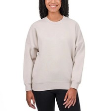 Tuff Athletics Womens Matte Pearl Fleece Crew Neck Pullover Sweatshirt Sz L NWT