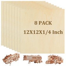 8 Pack 12 x 12 x 1/4 Inch Baltic Birch Plywood 6mm Wood Sheet, Baltic Birch S...