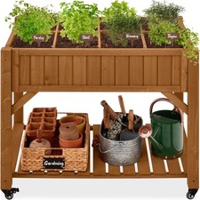 Customizable Elevated 8 Pocket Herb Garden Bed - Portable & Mobile Planter