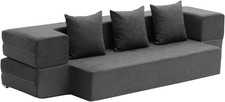 Versatile 3-in-1 Folding Sofa Bed with Memory Foam  Washable Cover - Dark Grey