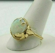 2Ct Round Cut Opal Unique Vintage Women's Engagement Ring 14K Yellow Gold Plated