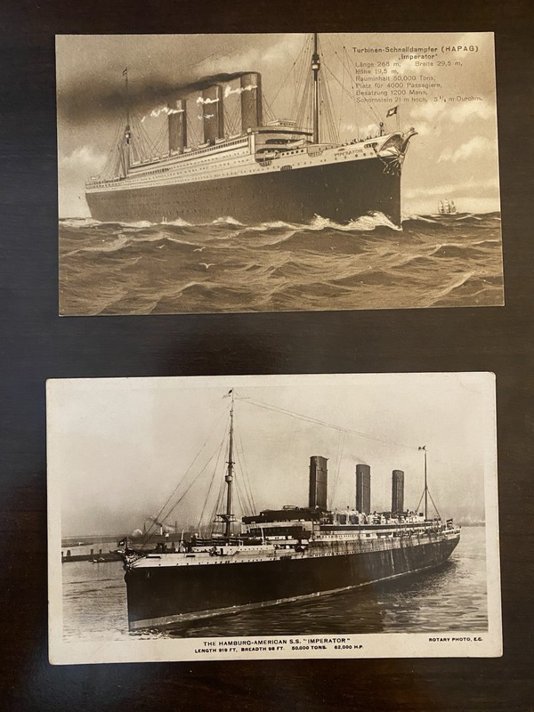 Lot Of (2) SS Imperator Postcards