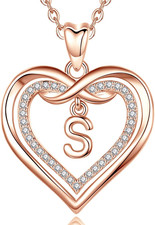 Collana Con Lettera Donna Ciondolo Cuore Con Iniziale Collana Nome Personalizzab