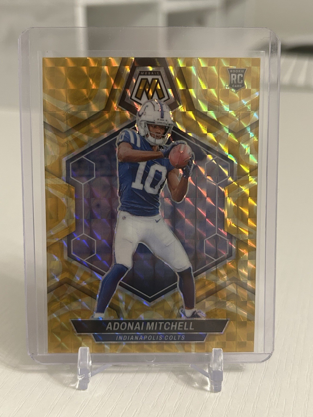 2024 Panini Mosaic Rookies Adonai Mitchell #350 Reactive Yellow Mosaic Prizm