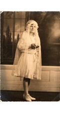 1910s First Communion Photograph Girl in White Dress Studio Portrait Religious