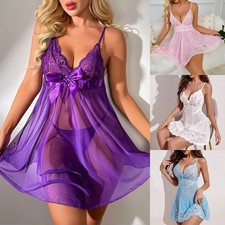 Sexy Women's Lingerie Floral Lace Sleepwear Underwear Dress See-Thru Babydoll US
