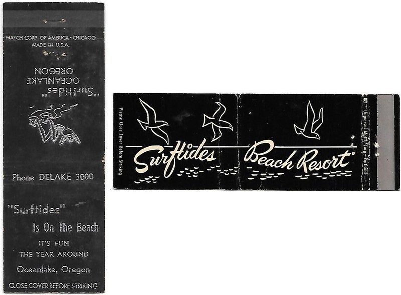 Surftides Beach Resort in Lincoln City, Oregon, 2 Different FS Matchcovers