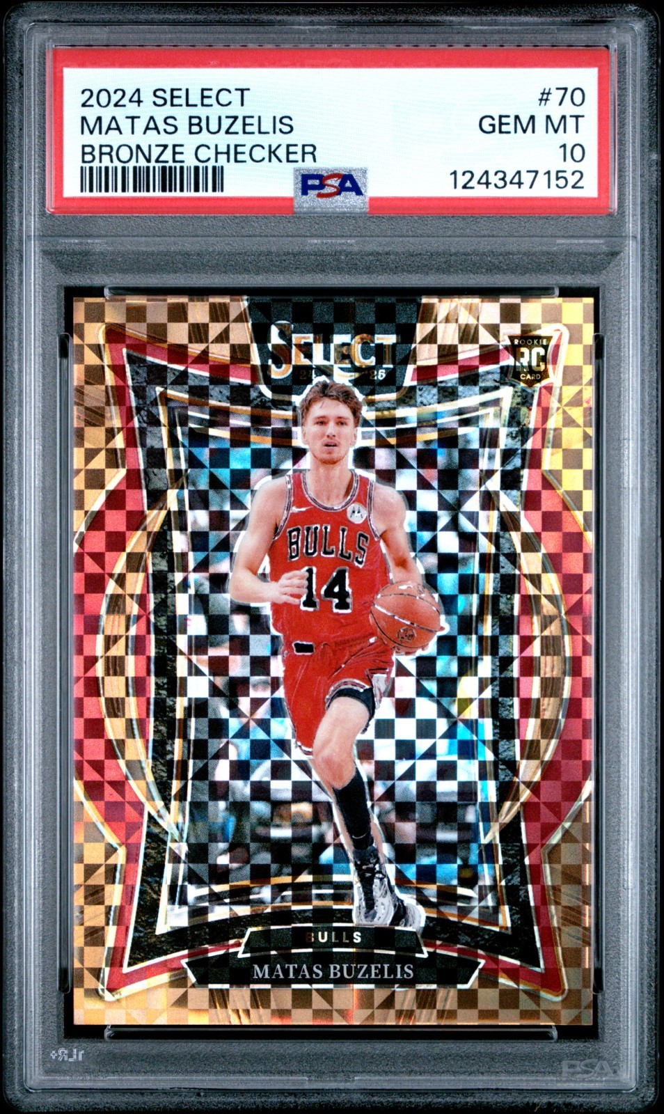 2024-25 SELECT MATAS BUZELIS ROOKIE BRONZE CHECKERBOARD RC /49 PSA 10 BULLS #70