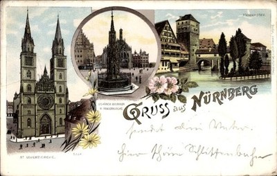 Litho Nuremberg in Middle Franconia Bavaria, City Views,... - 5049347