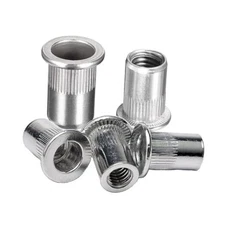 Rivet Nut UNC 100Pcs Stainless Steel 304 Finish Flat Head Rivnut #8-32 SILVER