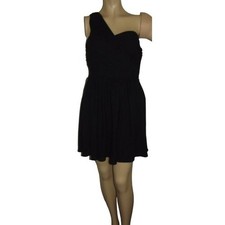 Express Dress Sz 8 Black Chiffon One-Shoulder Ruched M women's polyester NO BELT