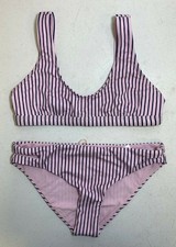 Splendid Girls Thin Blue Line Sport Bra Bikini Set Multi Size 10 -