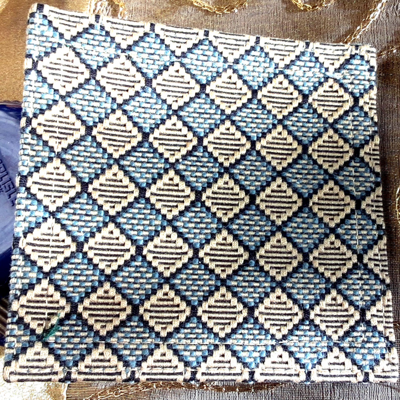 Jim Thompson fabric teal & gold coasters set of 6 kitchen bar decor GUC