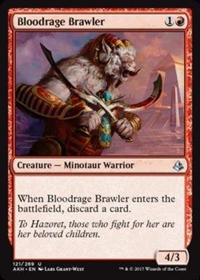 1x Bloodrage Brawler - Foil MTG - Amonkhet - Light Play