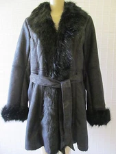 $229 DENNIS BY DENNIS BASSO BLACK SHEARLING FAUX FUR COAT SIZE S - NWT