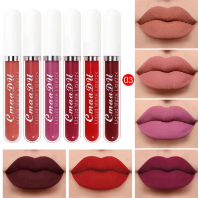 MARKENLOS Lippenstift matt 6 Stück Liquid Lipstick Lippen wasserfest Make-up S ↕