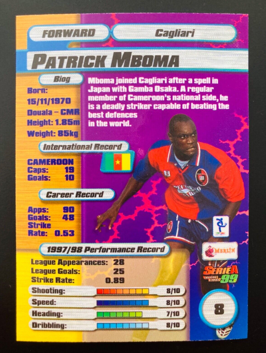 1998-99 Merlin Serie A 1999 # 8 Patrick Mboma Bologna Gold