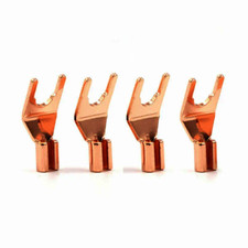 Audiophile CMC Style Pure Copper Audio Speaker Cord Y Spade Plug Fork Connectors