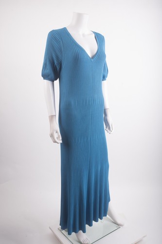 Boden Womans Empire Knit Dress midi UK 16R US 12 R Blue Ribbed Stretch NWT - Picture 2 of 6