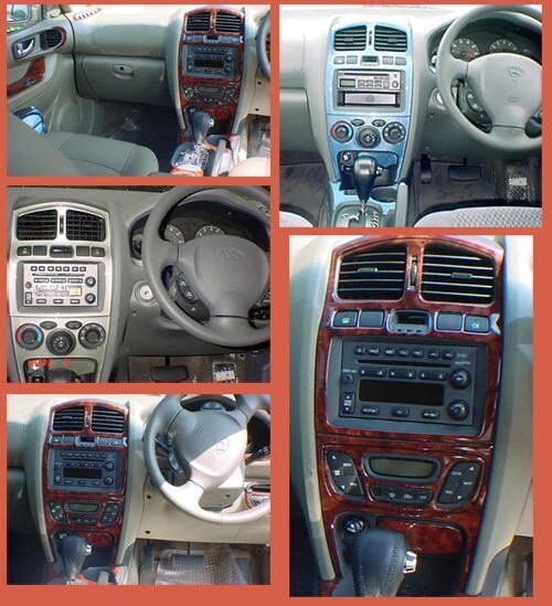 HYUNDAI SANTA FE FIT 2002-2004 RHD LHD COCHE MADERA Digital A/C KIT EMBELLECEDOR TABLERO Foto 4 de 4