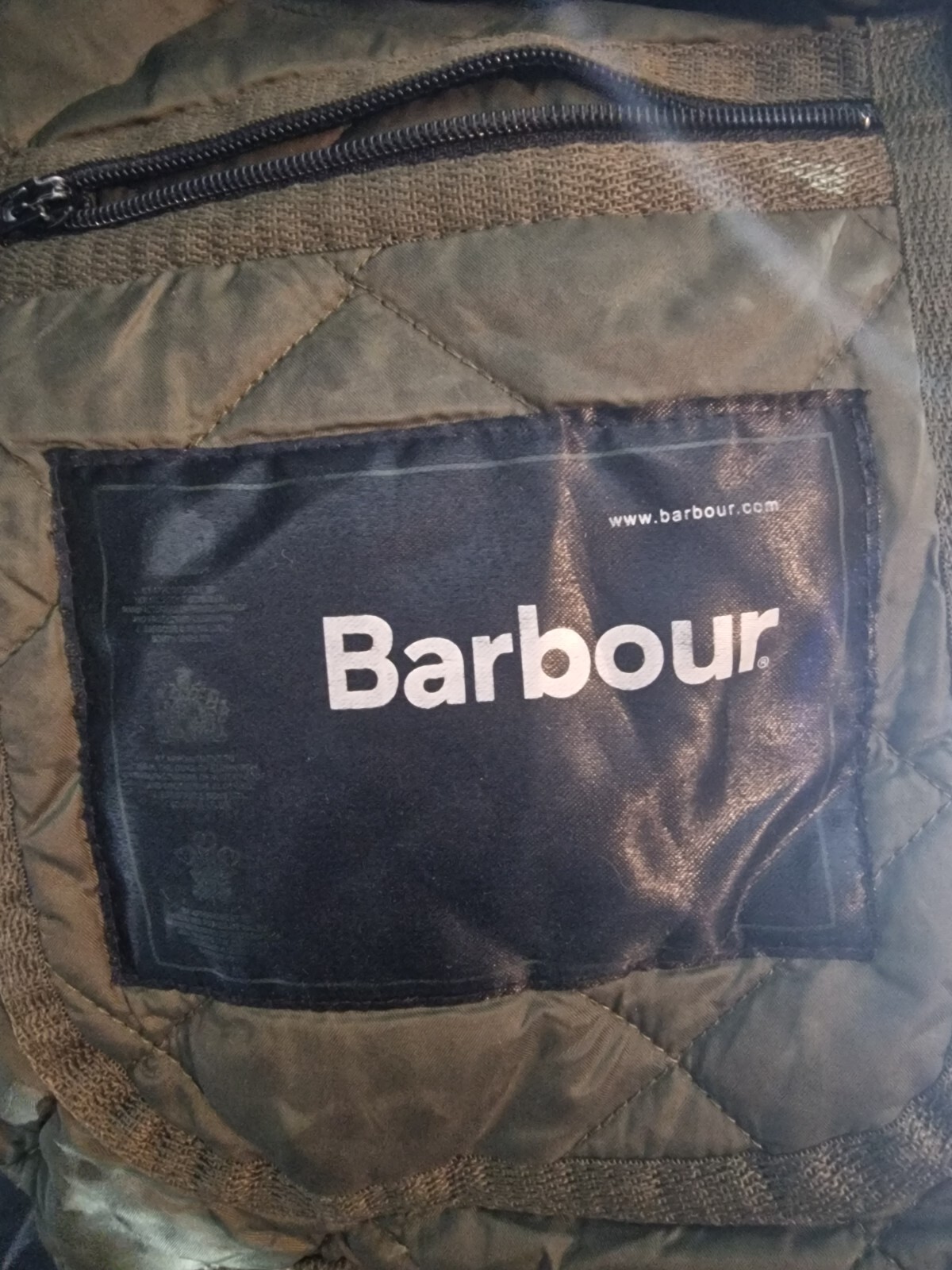 Barbour Quilted Jacket Mens XL Olive Green Pockets Long Sleeve Collared