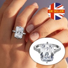 Size 7 (17mm) N - O Rectangle Diamond Crystal Engagement Wedding Promise Ring